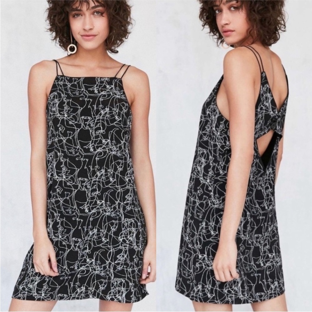 Black & White Mini Dress with Abstract Scribble Design | Size: Small